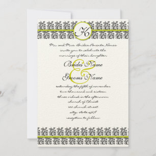 Invitación a la boda de Apple Green Damask Borders