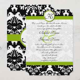 Invitación a la boda de Apple Green Damask Swirls