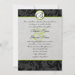 Invitación a la boda de Apple Green Damask Swirls