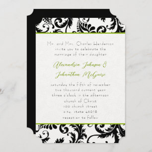 Invitación a la boda de Apple Green Damask Swirls
