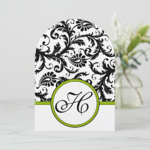 Invitación a la boda de Apple Green Damask Swirls