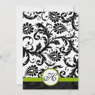 Invitación a la boda de Apple Green Damask Swirls
