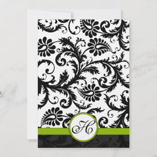 Invitación a la boda de Apple Green Damask Swirls