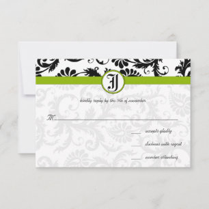 Invitación a la boda de Apple Green Damask Swirls