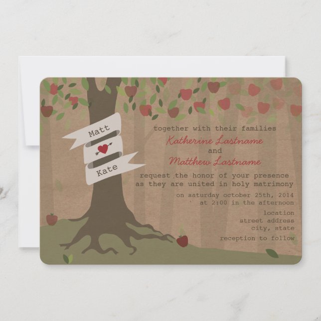 Invitación a la boda de Apple Orchard inspirada en (Anverso)