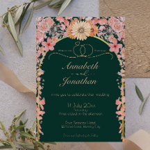 Invitación a la boda de Apricot Emerald Wildflower