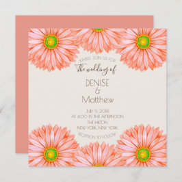 Invitación a la boda de Apricot Gerbera de 5.25" x