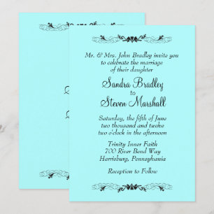 Invitación a la boda de Aqua, acento del corazón