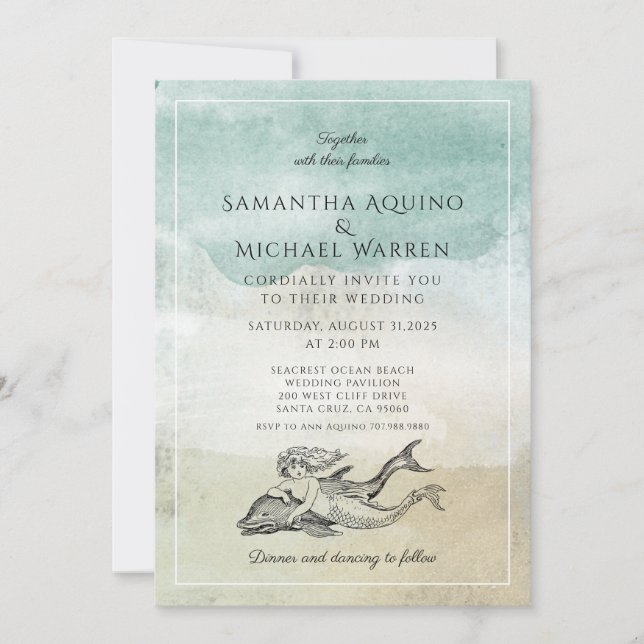 Invitación a la boda de Aqua Beach (Anverso)