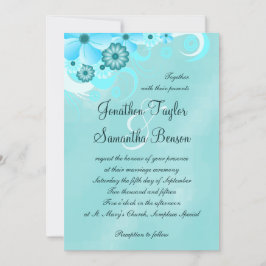 Invitación a la boda de Aqua Blue Sapphire Floral