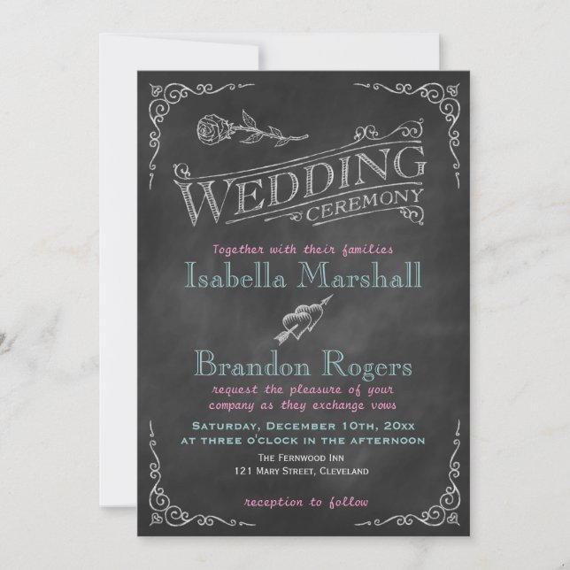 Invitación a la boda de Aqua Chalk (Anverso)