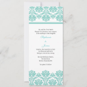 Invitación a la boda de Aqua Damask