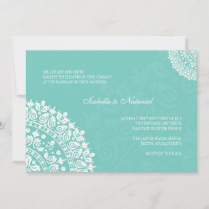 Invitación a la boda de Aqua Damask