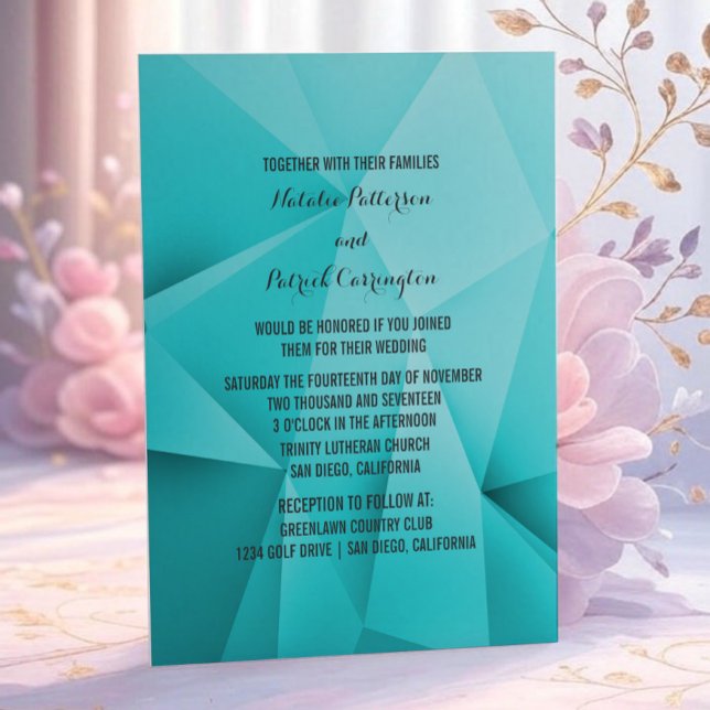 Invitación a la boda de Aqua Jewel Tones (Aqua Jewel Tones Wedding Invitation)