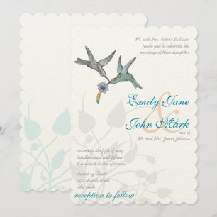 Invitación a la boda de Aqua Lilac Coral Hummingbi