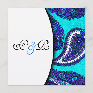 Invitación a la boda de Aqua Paisley Eléctrica