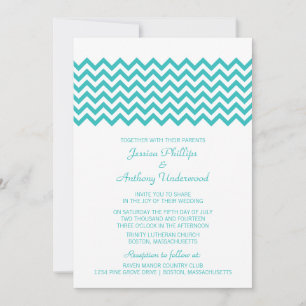 Invitación a la boda de Aqua Simple Chevron