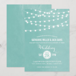 Invitación a la boda de Aqua String Lights