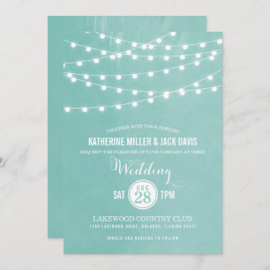 Invitación a la boda de Aqua String Lights