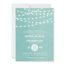 Invitación a la boda de Aqua String Lights