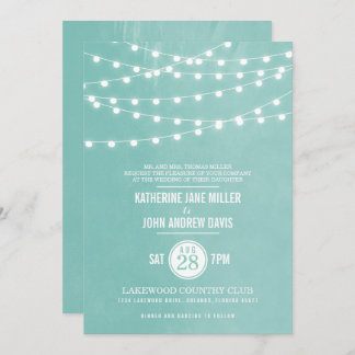 Invitación a la boda de Aqua String Lights