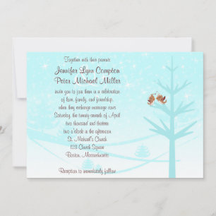 Invitación a la boda de Aqua, Taupe, Pájaros Amant