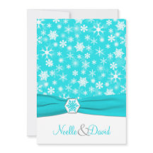 Invitación a la boda de Aqua, White, Gray Snowflak