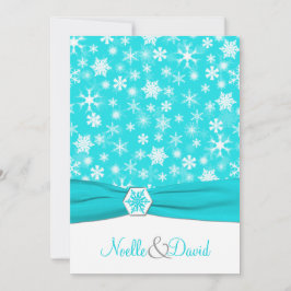 Invitación a la boda de Aqua, White, Gray Snowflak