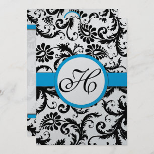 Invitación a la boda de Aquamarine Damask Swirls