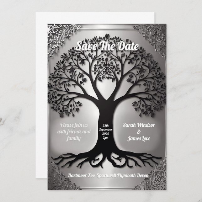 Invitación A La Boda De Árbol De Vida (Anverso / Reverso)
