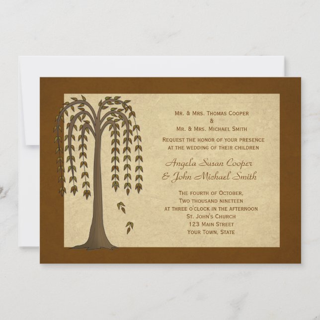 Invitación a la boda de árbol silvestre de otoño (Anverso)