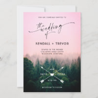Invitación a la boda de árboles en las montañas fo