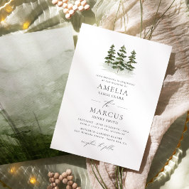 Invitación a la boda de árboles Evergreen de Woodl