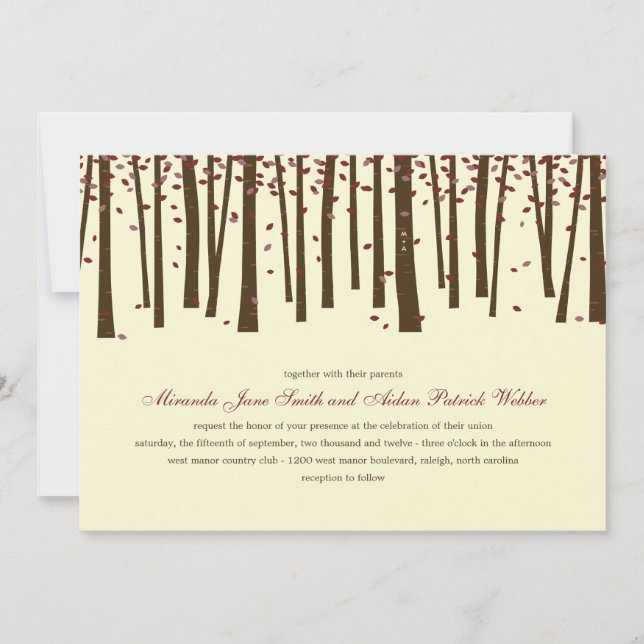 Invitación a la boda de árboles forestales - Borgo (Anverso)