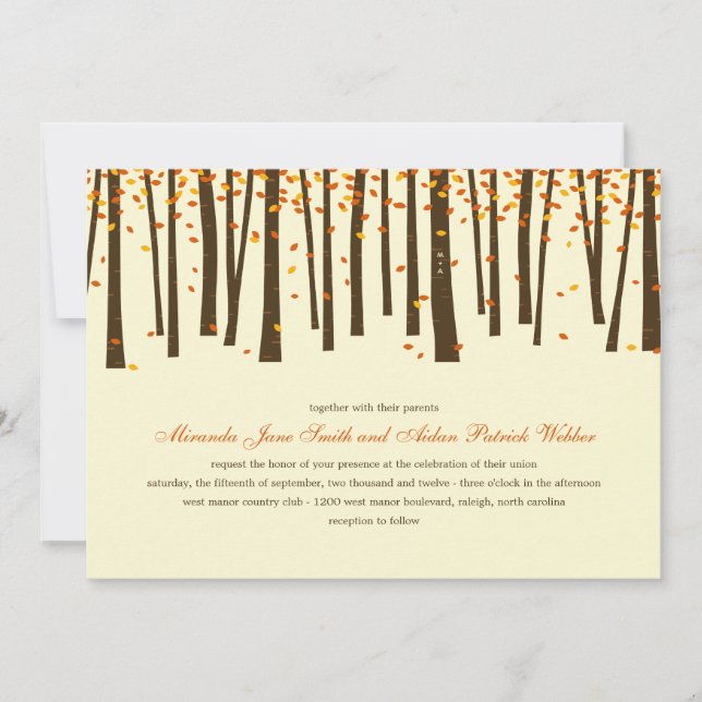 Invitación a la boda de árboles forestales - Naran (Anverso)
