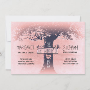 invitación a la boda de árboles rústicos y luces d