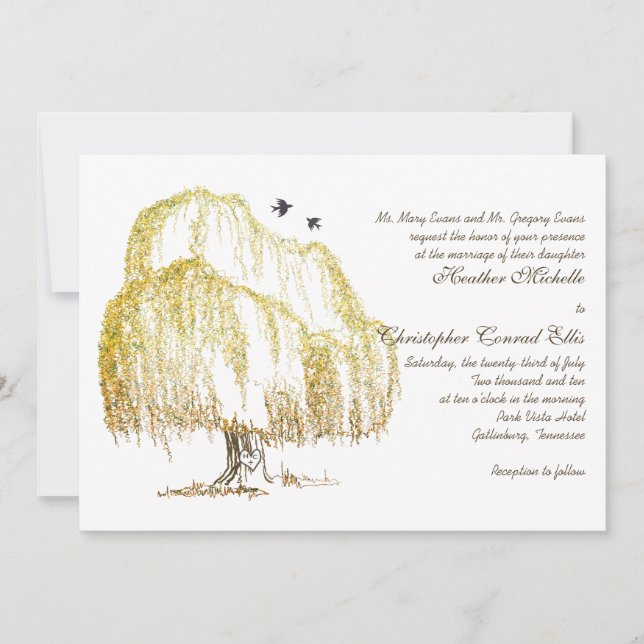 Invitación a la boda de árboles salvajes en otoño (Anverso)