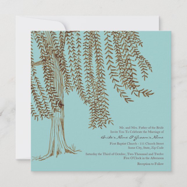 Invitación a la boda de árboles salvajes marrones  (Anverso)