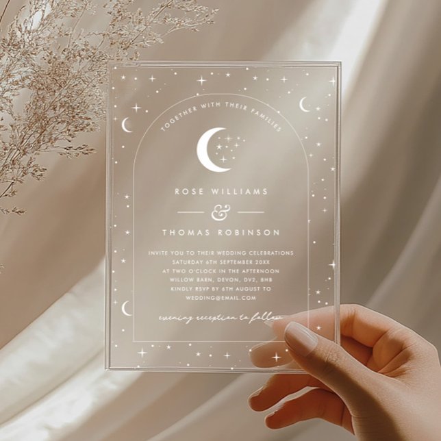 Invitación a la boda de arcos celestes blancos (White Celestial Arched Wedding Invitation)
