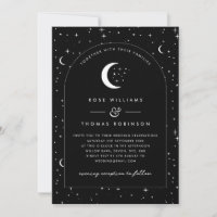 Invitación a la boda de arcos celestes negros