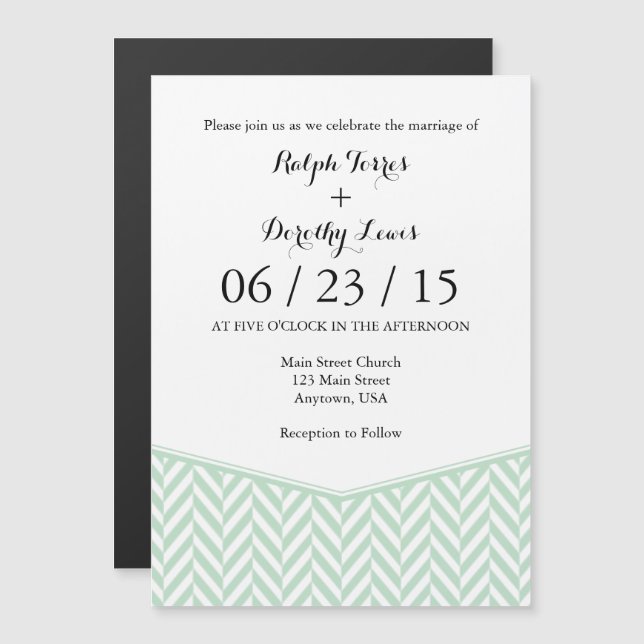 Invitación a la boda de arenisca magnética mint. (Anverso/Reverso)