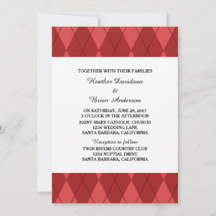 Invitación a la boda de Argyle Rojo
