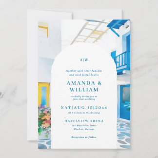 Invitación a la boda de arquitectura de acuarela e