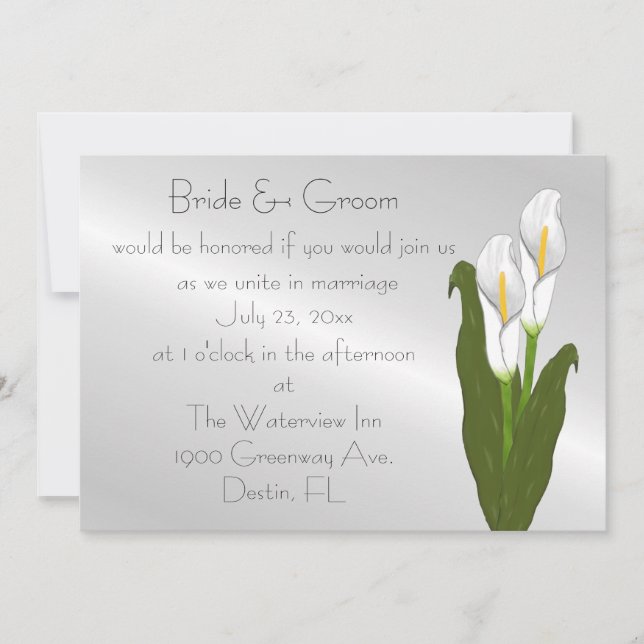 Invitación a la boda de Art Deco Calla Lily (Anverso)