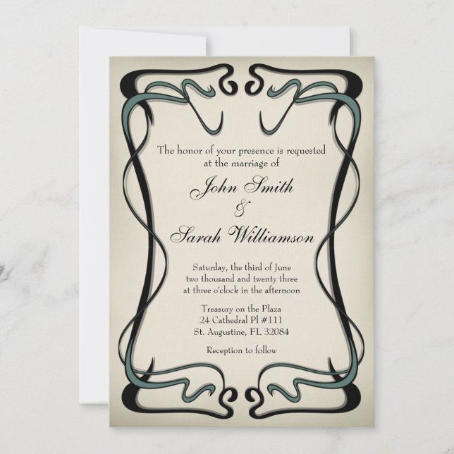Invitación a la boda de Art Nouveau (Anverso)