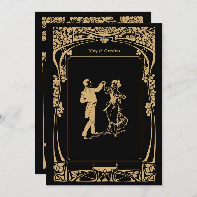 Invitación a la boda de Art Nouveau 2 (Anverso / Reverso)