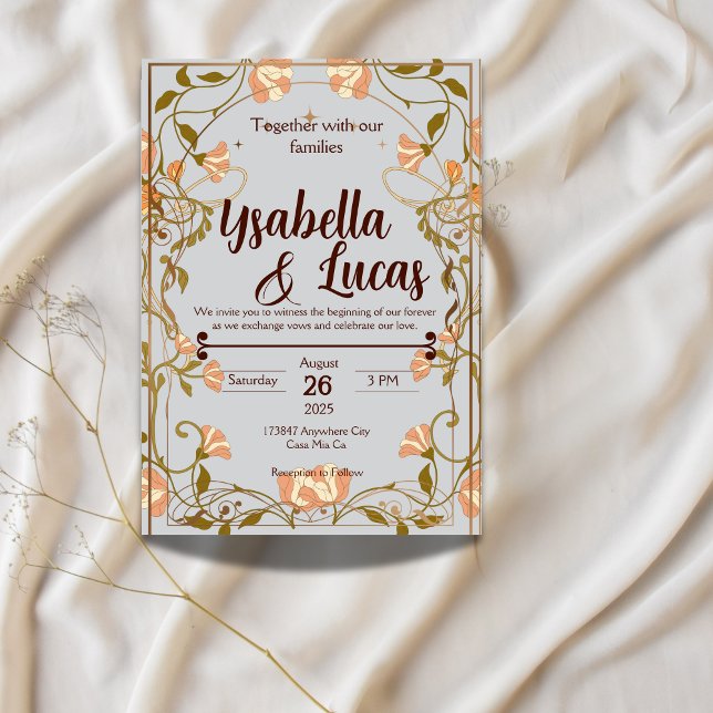 Invitación a la boda de Art Nouveau | Elegante 5"  (Subido por el creador)