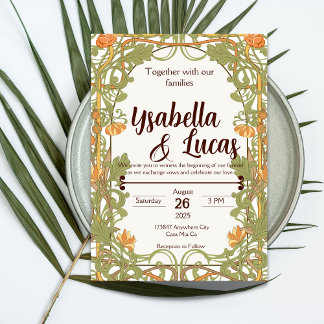Invitación a la boda de Art Nouveau | Elegante 5" 
