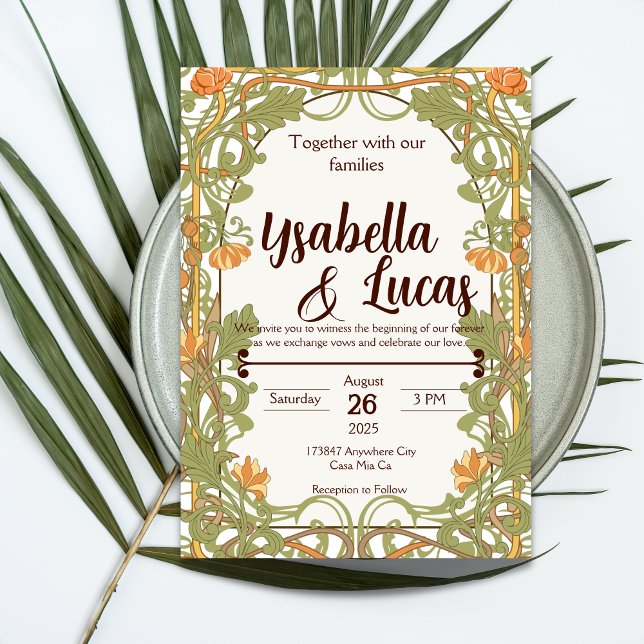 Invitación a la boda de Art Nouveau | Elegante 5"  (Subido por el creador)