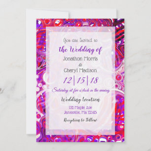 Invitación a la boda de arte con fluidos rojos y p